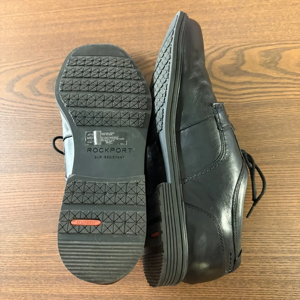 Rockport truTECH Oxfords Mens 12 Black Excellent‎ Leather Dress Shoes CI3077